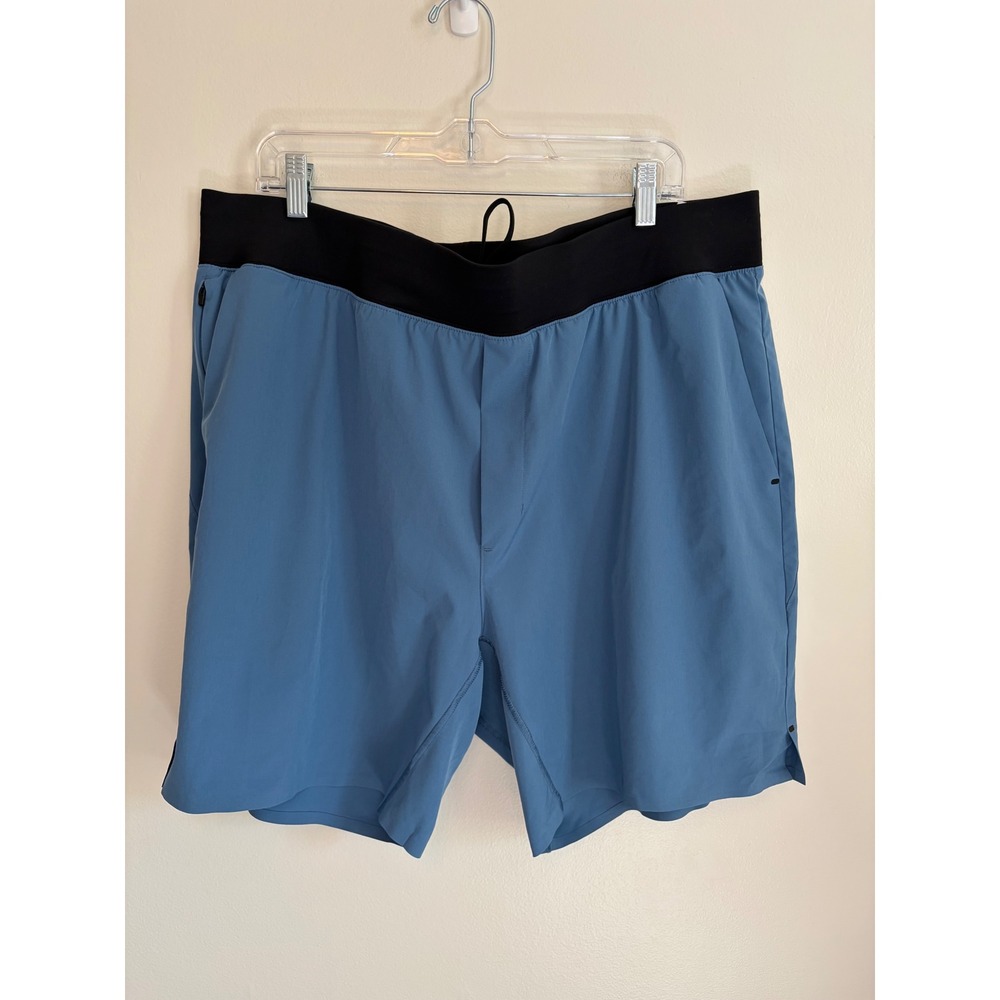 Abercrombie YPB motionTEK Training Shorts Mens XXL Blue Black Waistband Athletic